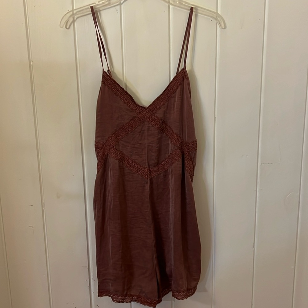 Aerie intimate silk romper with pockets